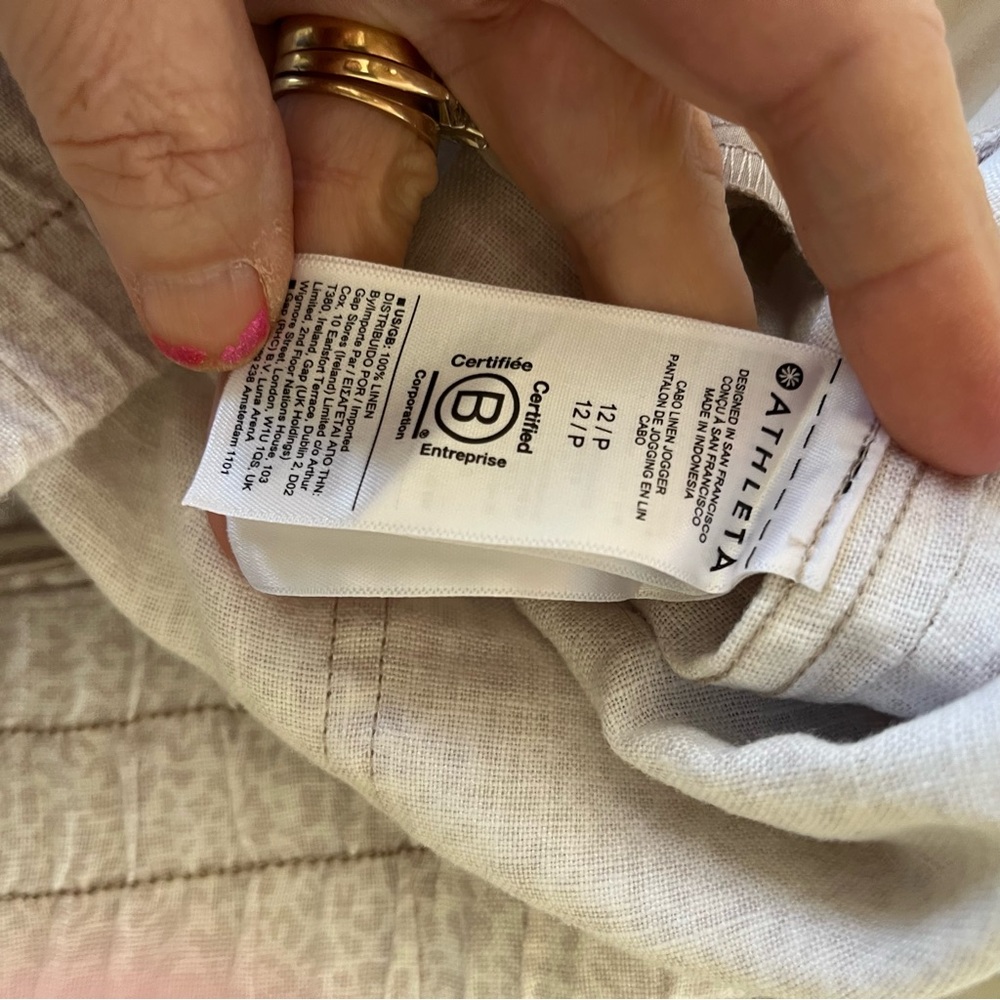 Athleta Cabo Linen Joggers 12P Pale Mini Cheetah pattern - Picture 8 of 8